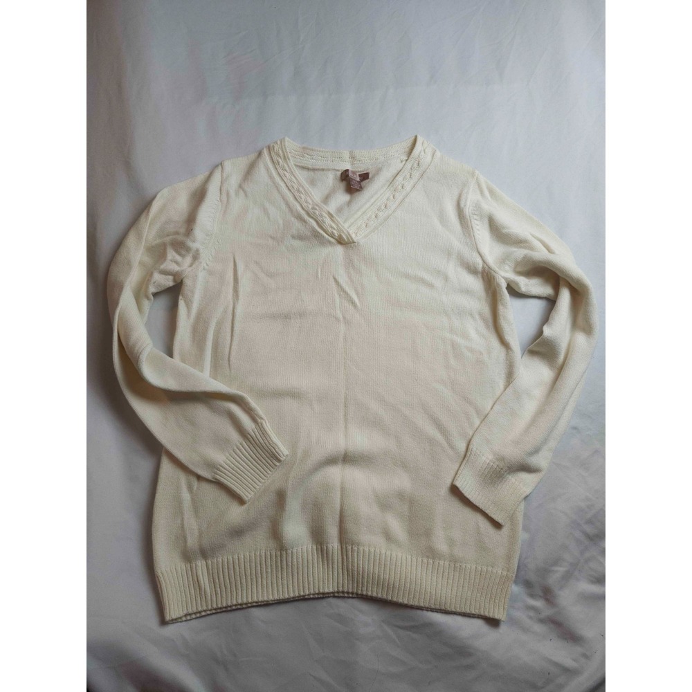 White Stag Pullover‎ Sweater Womens Size 12/14 Ivory Knit Tusk Casual Classic